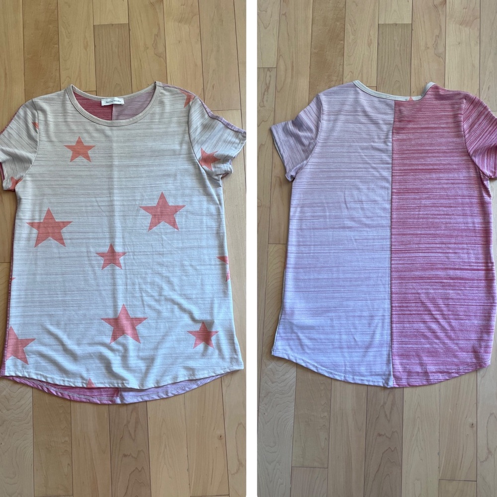 Twelve Months Star Top color block tan cream and coral size medium boutique